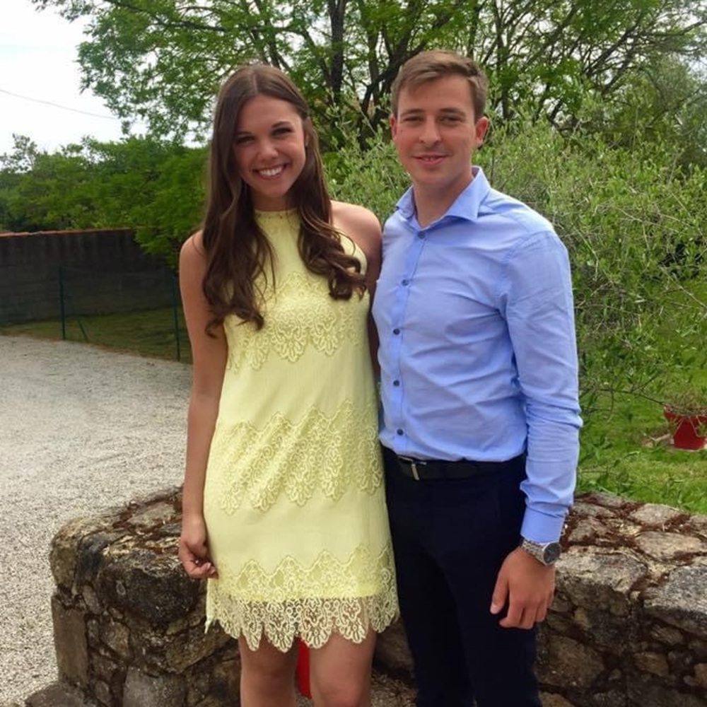 Mini yellow lace dress